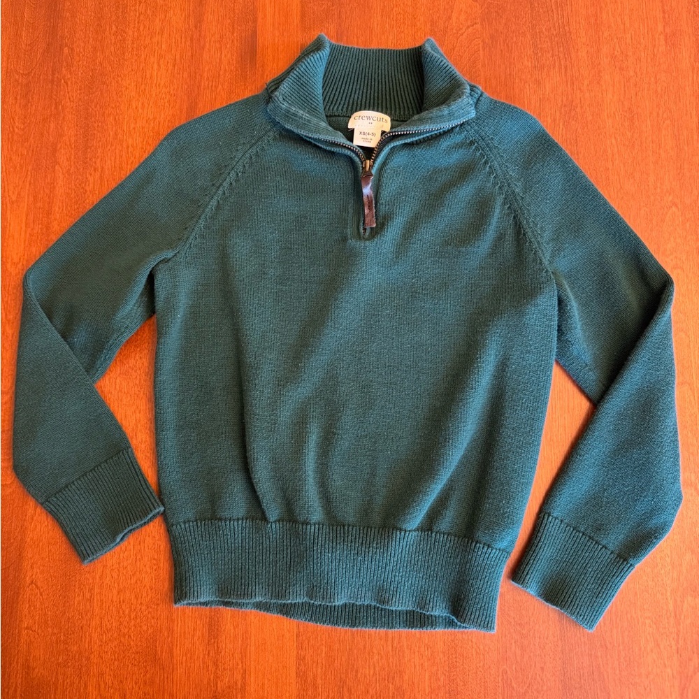 J Crew Hunter Green Half-Zip Sweater